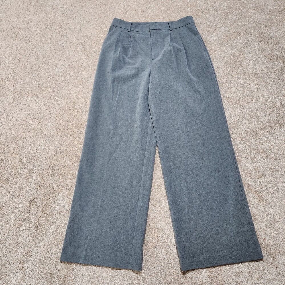 LOFT Versa Dress Pants Women 6 Gray Seasonless Stretch Double Pleat Wide Leg